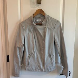 Calvin Klein Women's Light Gray Leather Jacket